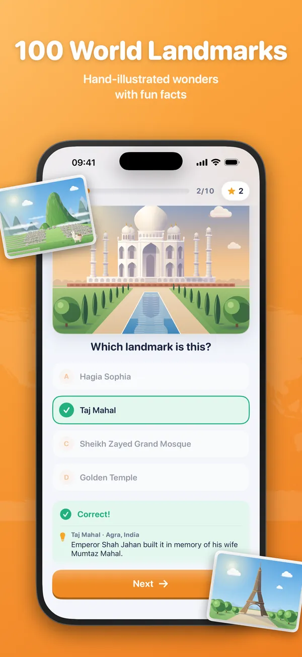 Elle çizilmiş Tac Mahal ile simge yapı testi