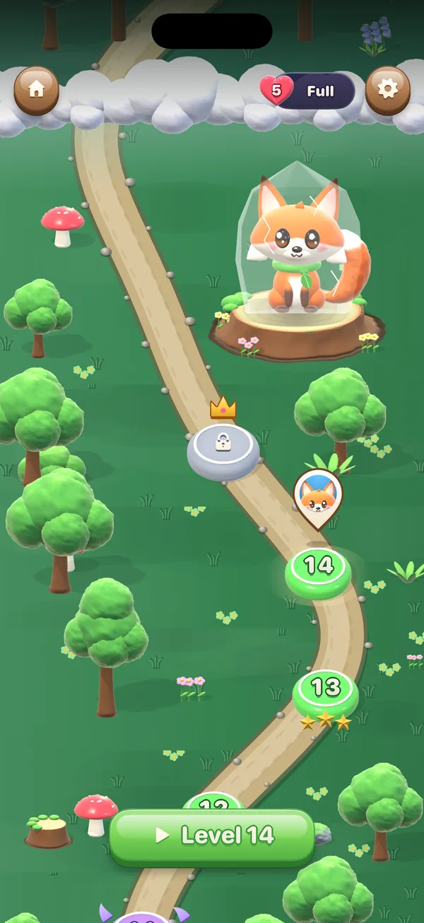 The forest level map winding through the enchanted woods
