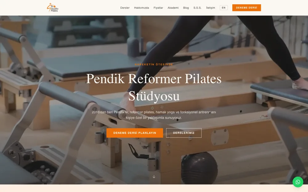 Pro Studio Pilates reformer pilates stüdyosu web sitesi — Pendik